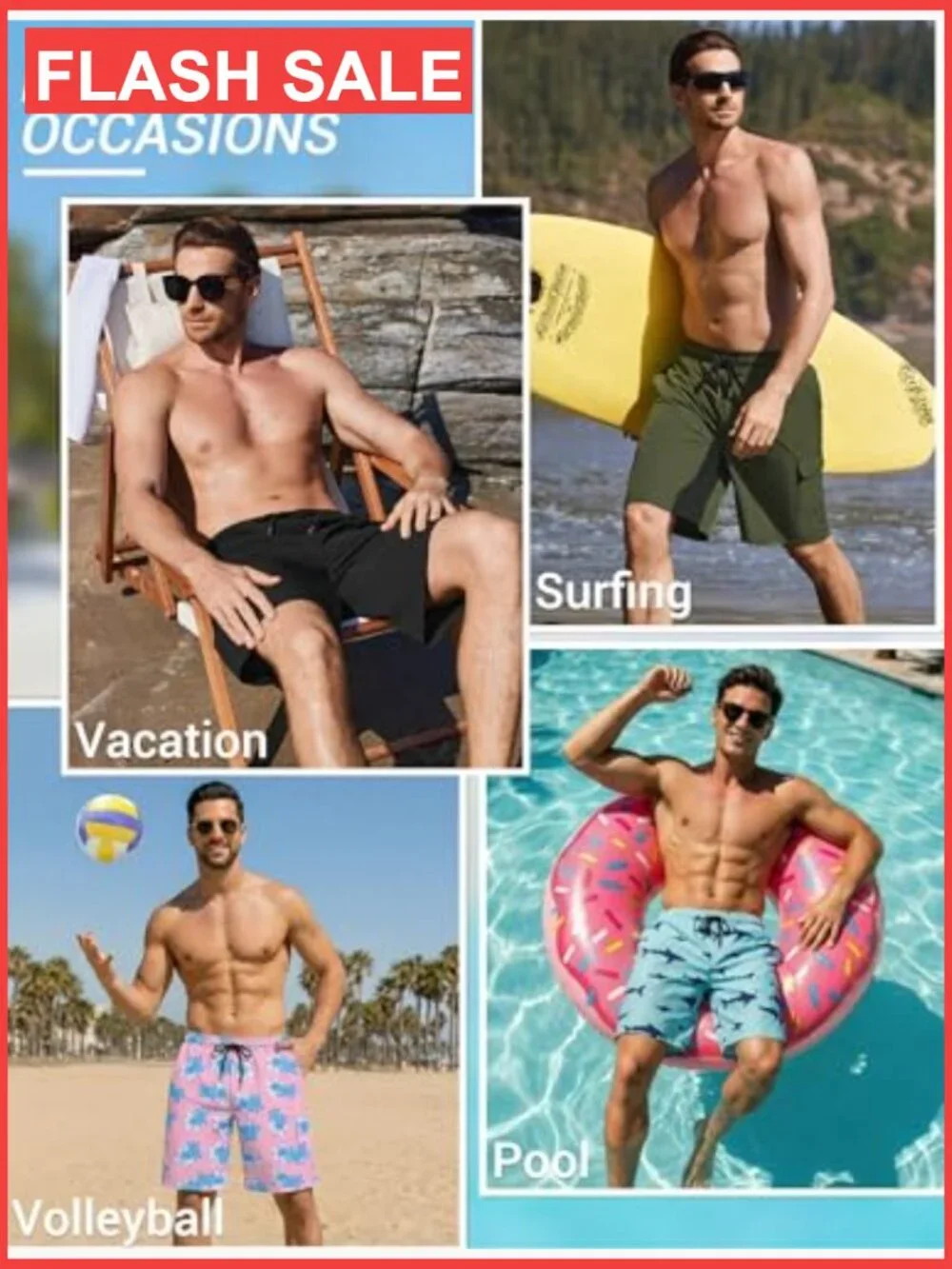 Men's Quick Dry 2-in-1 Swim Trunks with Compression Liner and Pockets S-2XL